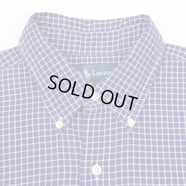 画像4: 90's Polo Ralph Lauren ボタンダウンシャツ “BLAKE / Navy Graph Plaid” (4)
