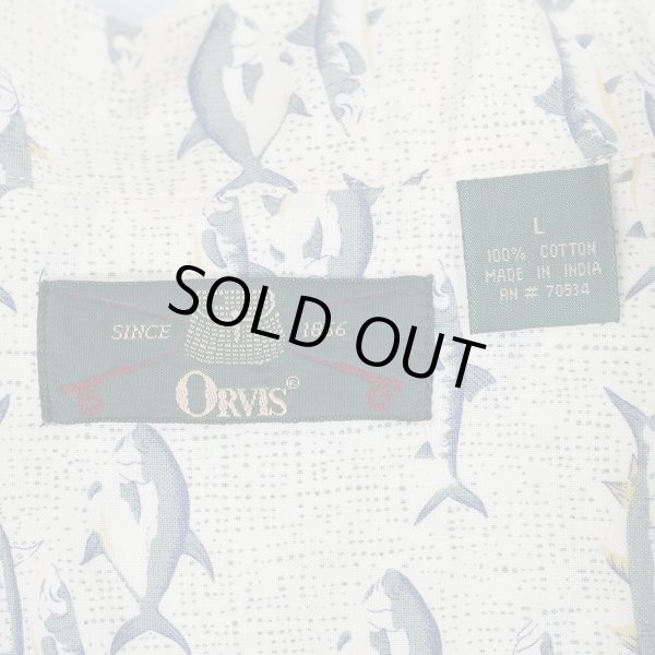 画像2: 90's ORVIS S/S 総柄 オープンカラーシャツ (2)