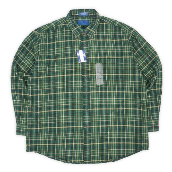 画像1: 90's TOWNCRAFT フランネル ボタンダウンシャツ "DEADSTOCK / Green Plaid" (1)