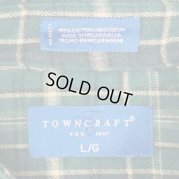 画像2: 90's TOWNCRAFT フランネル ボタンダウンシャツ "DEADSTOCK / Green Plaid" (2)