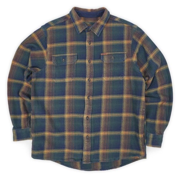 画像1: 00's ORVIS ヘビーネルシャツ "Navy × Brown Plaid" (1)
