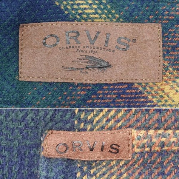 画像2: 00's ORVIS ヘビーネルシャツ "Navy × Brown Plaid" (2)