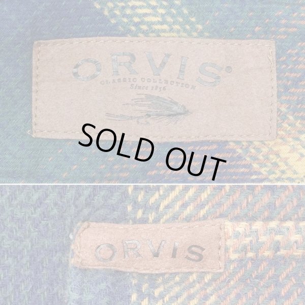 画像2: 00's ORVIS ヘビーネルシャツ "Navy × Brown Plaid" (2)