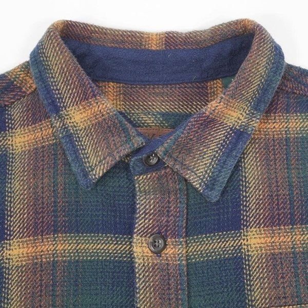 画像3: 00's ORVIS ヘビーネルシャツ "Navy × Brown Plaid" (3)