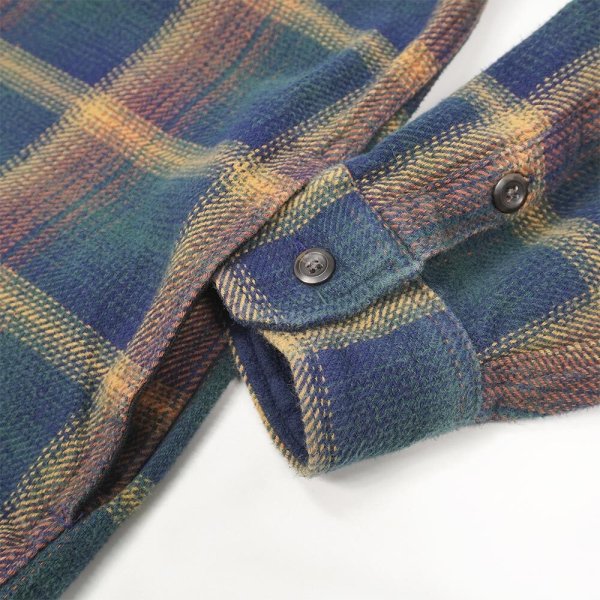 画像4: 00's ORVIS ヘビーネルシャツ "Navy × Brown Plaid" (4)