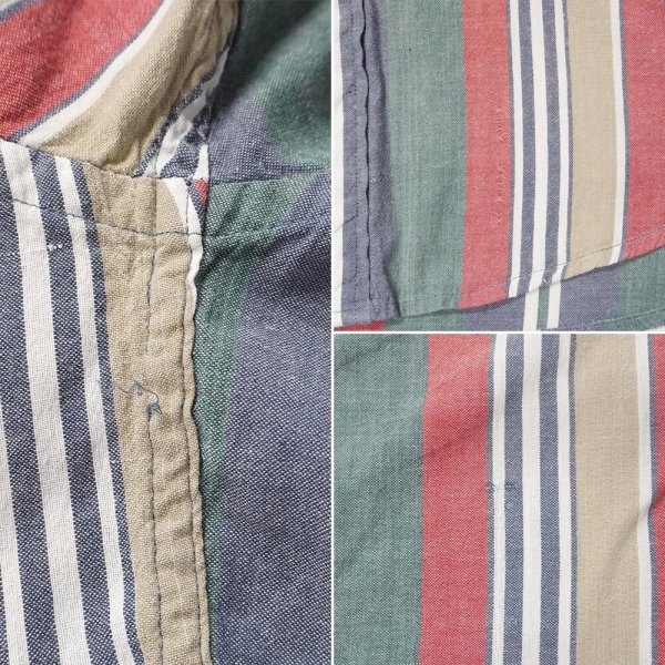 画像4: 90's LANDS' END マルチストライプ柄 S/S ボタンダウンシャツ (4)