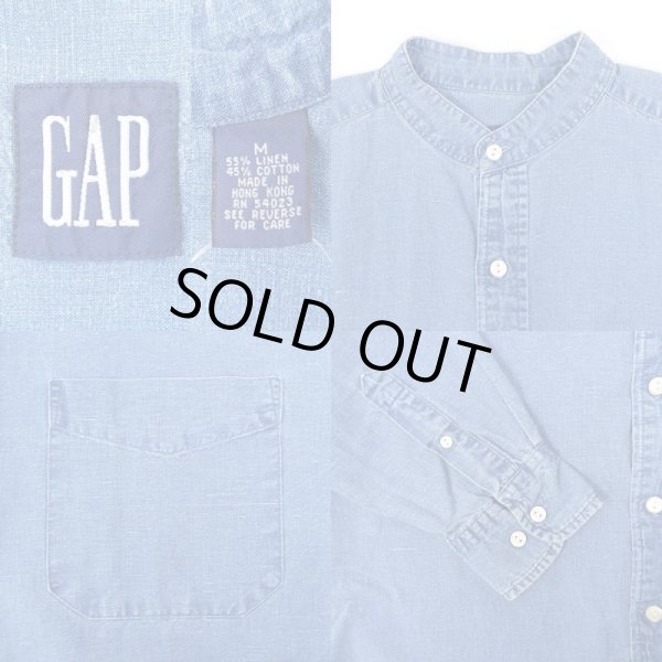 画像3: 90's OLD GAP インディゴ染め バンドカラーシャツ (3)