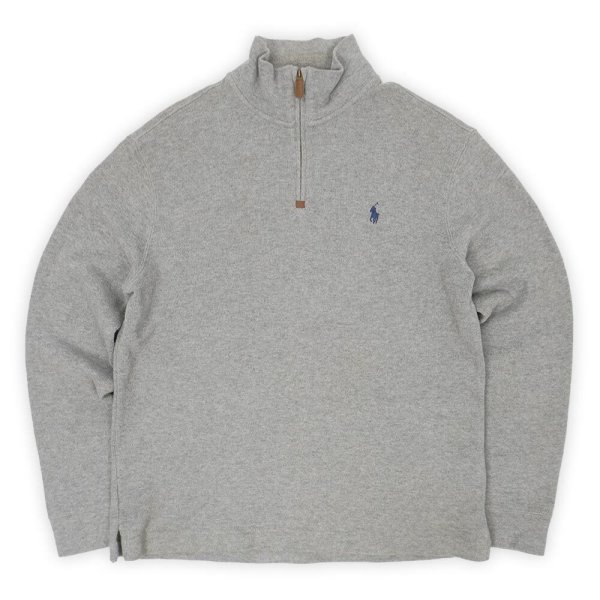 画像1: 00's Polo Ralph Lauren ハーフジップ コットンニット "GRAY" (1)