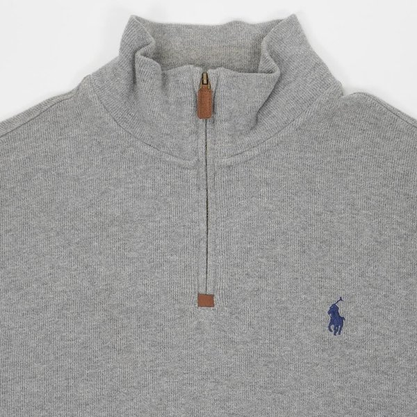 画像2: 00's Polo Ralph Lauren ハーフジップ コットンニット "GRAY" (2)