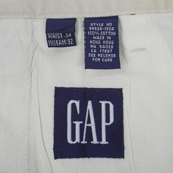 画像3: 90's OLD GAP 2タック チノトラウザー "W34 L32" (3)