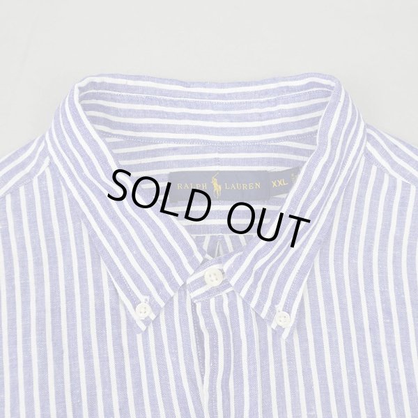 画像4: 00's Polo Ralph Lauren ストライプ柄 リネンボタンダウンシャツ (4)