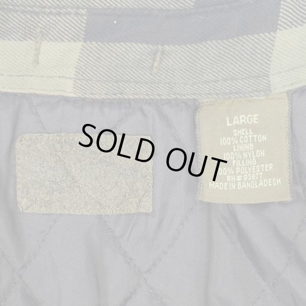 画像2: 90's ST.JOHN’S BAY キルティングライナー ネルシャツ “OLIVE × NAVY” (2)