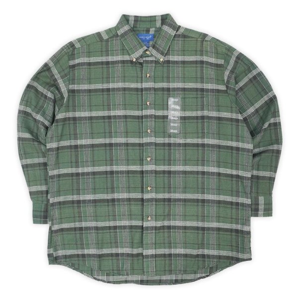 画像1: 90's TOWNCRAFT フランネル ボタンダウンシャツ "DEADSTOCK / Olive Plaid" (1)