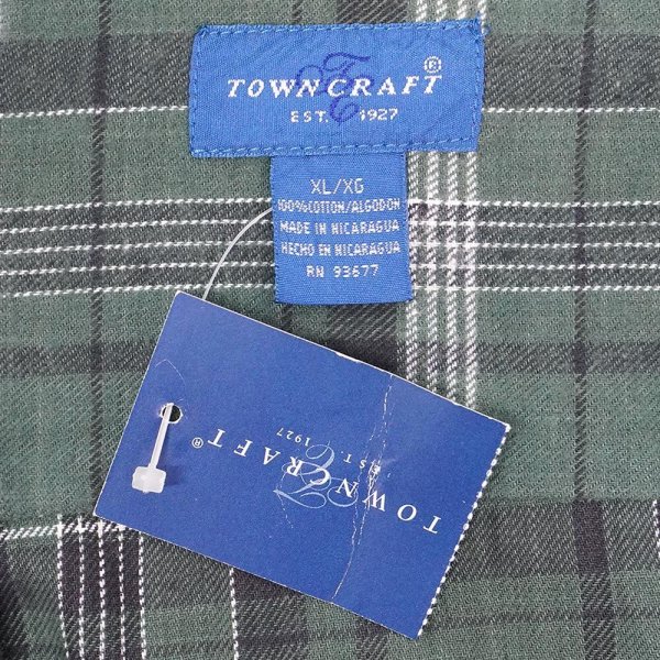 画像2: 90's TOWNCRAFT フランネル ボタンダウンシャツ "DEADSTOCK / Olive Plaid" (2)