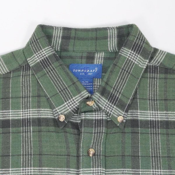 画像3: 90's TOWNCRAFT フランネル ボタンダウンシャツ "DEADSTOCK / Olive Plaid" (3)