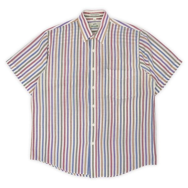 画像1: 90's VAN HEUSEN マルチストライプ柄 S/S レギュラーカラーシャツ (1)