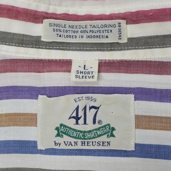 画像2: 90's VAN HEUSEN マルチストライプ柄 S/S レギュラーカラーシャツ (2)