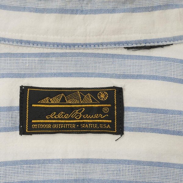 画像2: 90's Eddie Bauer マルチストライプ柄 ボタンダウンシャツ "黒タグ" (2)