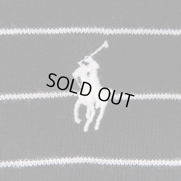 画像2: 90's Polo Ralph Lauren ボーダー柄 Vネック コットンニット (2)