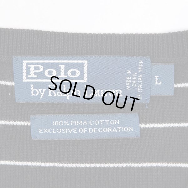 画像3: 90's Polo Ralph Lauren ボーダー柄 Vネック コットンニット (3)