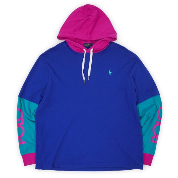 画像1: 00's Polo Ralph Lauren フェイクレイヤード フーディーカットソー (1)