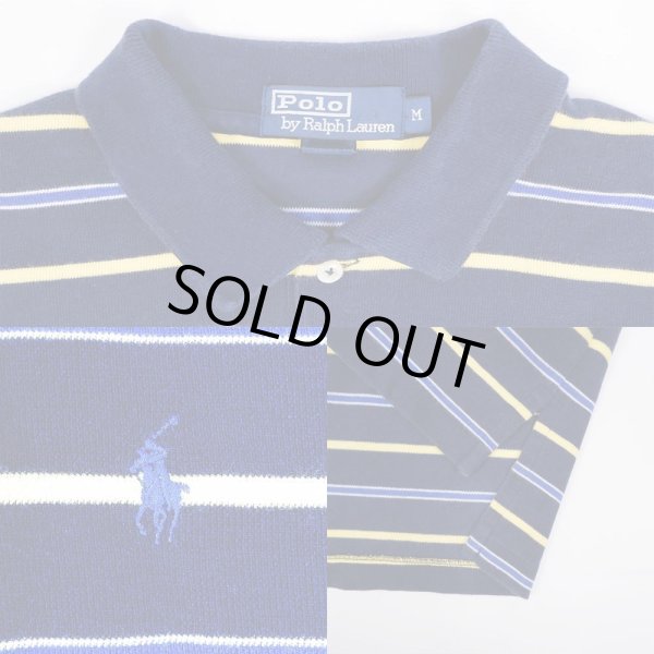 画像3: 90's Polo Ralph Lauren マルチボーダー柄 ポロシャツ “NAVY BASE” (3)