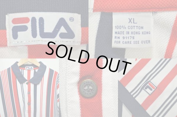 画像3: 90's FILA マルチストライプ柄 S/S ポロシャツ (3)