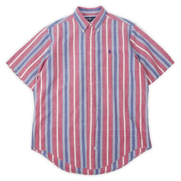 画像1: Early 90's Polo Ralph Lauren S/S ボタンダウンシャツ “HAND WOVEN FABRIC” (1)