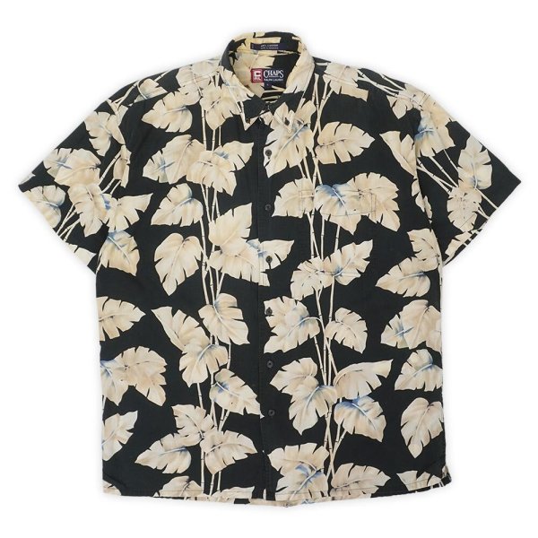 画像1: 90's CHAPS RALPH LAUREN S/S コットンハワイアンシャツ "Black Base" (1)