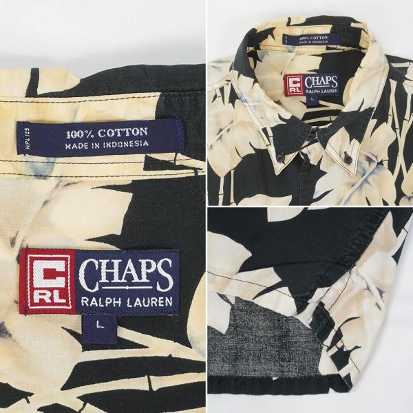 画像2: 90's CHAPS RALPH LAUREN S/S コットンハワイアンシャツ "Black Base" (2)