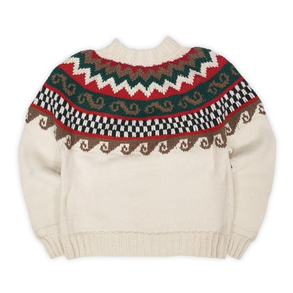 画像1: 90's REY WEAR ノルディック柄 コットンニット "HAND KNIT" (1)