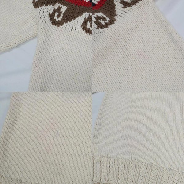 画像4: 90's REY WEAR ノルディック柄 コットンニット "HAND KNIT" (4)