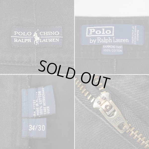 画像3: 90's Polo Ralph Lauren 2タック チノトラウザー “FADE BLACK / HAMMOND PANT / W34 L30” (3)