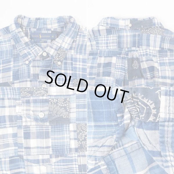 画像4: 00's Polo Ralph Lauren パッチワーク BDシャツ “INDIGO” (4)