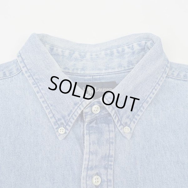 画像4: 90's Polo Ralph Lauren デニムボタンダウンシャツ "BIG SHIRT" (4)