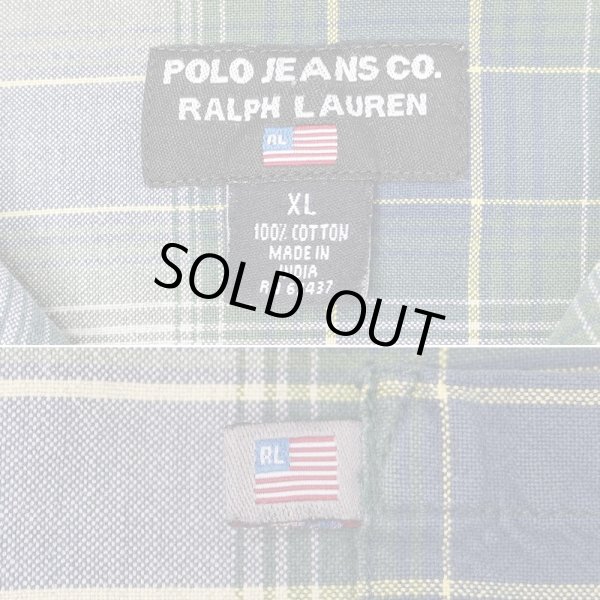 画像2: 90's POLO JEANS オンブレチェック柄 オープンカラーシャツ (2)