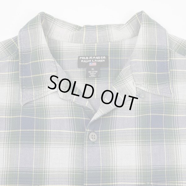 画像3: 90's POLO JEANS オンブレチェック柄 オープンカラーシャツ (3)
