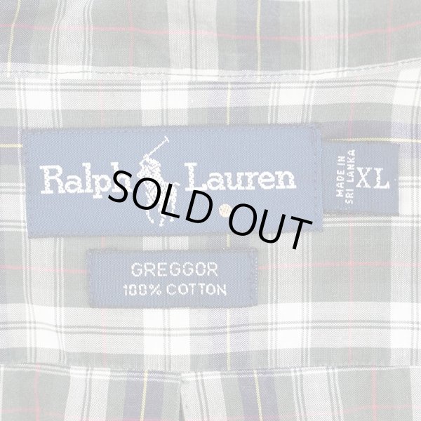 画像2: 90's Polo Ralph Lauren S/S ボタンダウンシャツ "GREGGOR / Olive × Navy Plaid" (2)