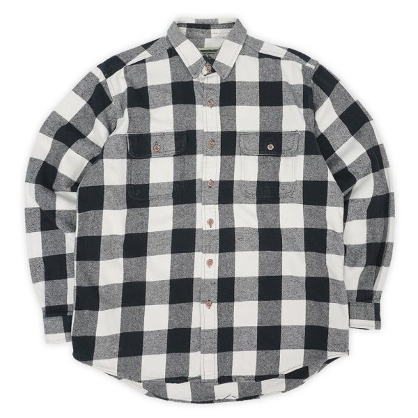 画像1: 00's Field & Stream ブロックチェック柄 ヘビーネルシャツ "White × Black" (1)