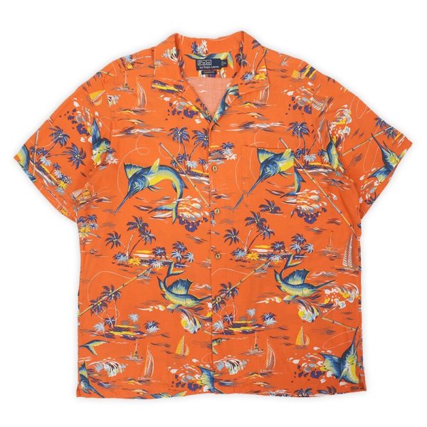 画像1: 00's Polo Ralph Lauren レーヨンハワイアンシャツ (1)