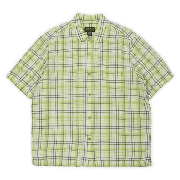 画像1: 00's Eddie Bauer S/S コットンリネン ボックスシャツ (1)
