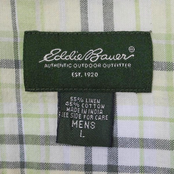 画像2: 00's Eddie Bauer S/S コットンリネン ボックスシャツ (2)