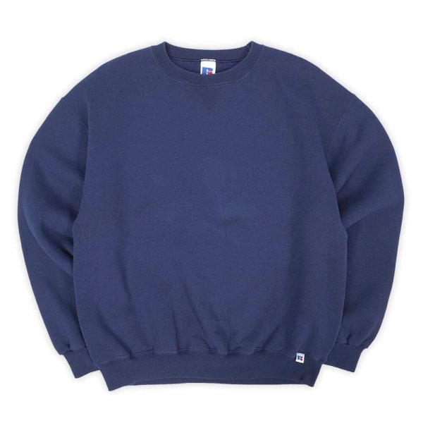 画像1: 90-00's RUSSELL 前V ブランクスウェット "NAVY" (1)
