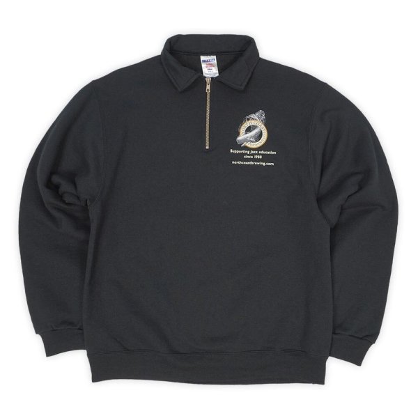 画像1: 00's JERZEES 襟付き ハーフジップスウェット "BLACK" (1)