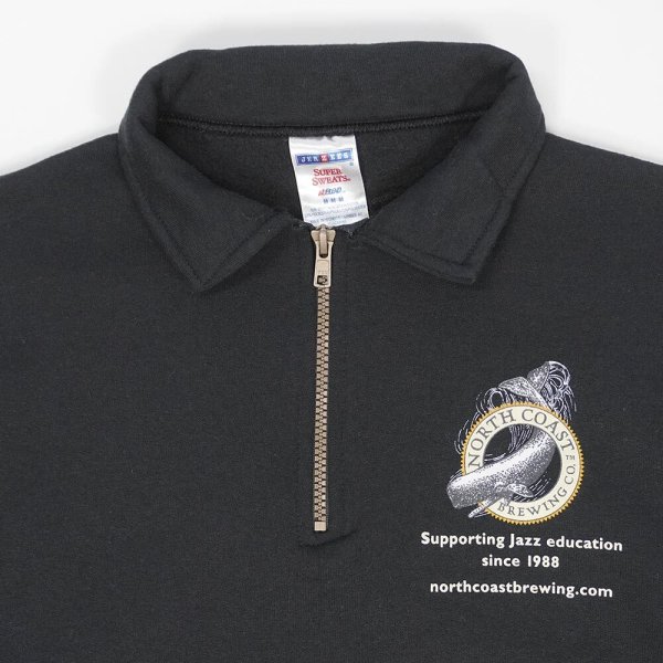 画像4: 00's JERZEES 襟付き ハーフジップスウェット "BLACK" (4)