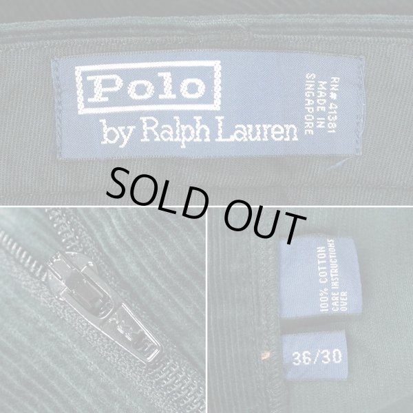 画像3: 90's Polo Ralph Lauren 2タック コーデュロイトラウザー "DARK GREEN" (3)