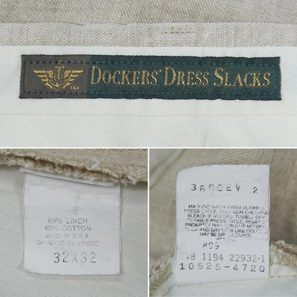 画像3: 90's DOCKERS 2タック コットンリネントラウザー "MADE IN USA / W32 L32" (3)