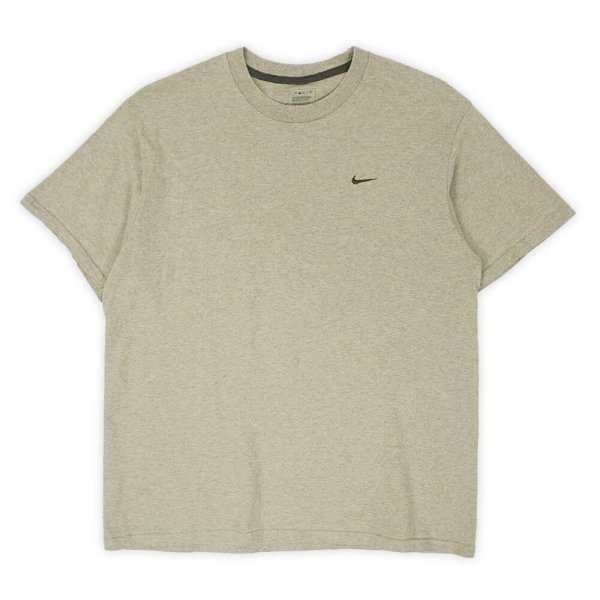 画像1: 00's NIKE スウォッシュロゴ刺繍 Tシャツ "Heather Beige" (1)