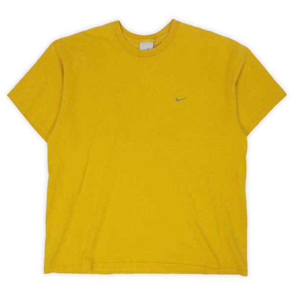 画像1: 00's NIKE スウォッシュロゴ刺繍 Tシャツ “MUSTARD” (1)
