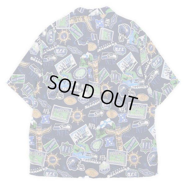 画像2: 90's NFL "SEATLE SEAHAWKS" オープンカラー レーヨンシャツ (2)
